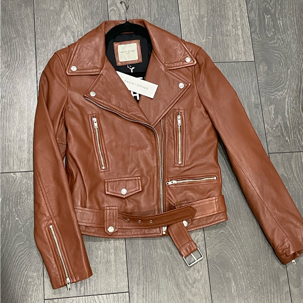 Each x Other leather brown jacket, size xs